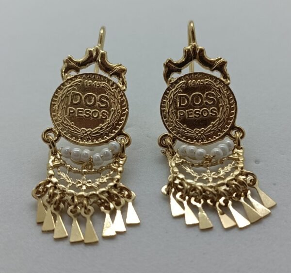Aretes Moneda con Fleco Imperial