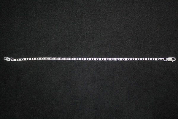 Pulsera Tejido Ancla Plano. Plata .925, eslabones planos tipo marinero (2.0 gr). ¡Geométrica, ligera y moderna!