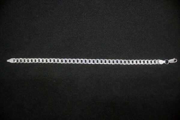 Pulsera Eslabón Cubano Diamantado. Plata .925, tejido Barbado con acabado facetado (18cm/7gr y 20cm/10gr). ¡Brillo intenso!